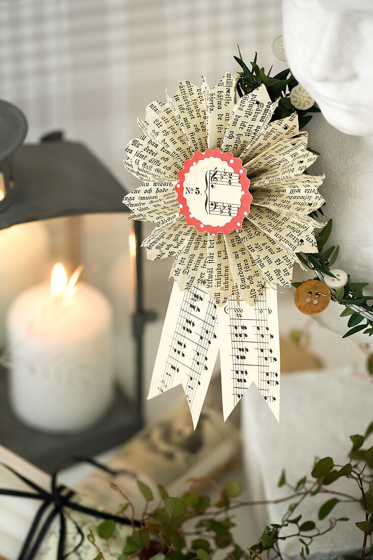 DIY paper rosette made from old book pages