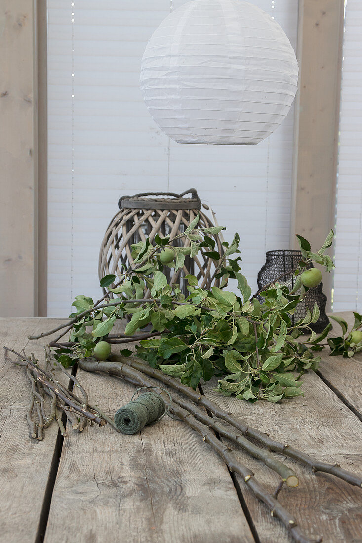 Branches and leafy twigs - materials for making wall hanging from green cuttings