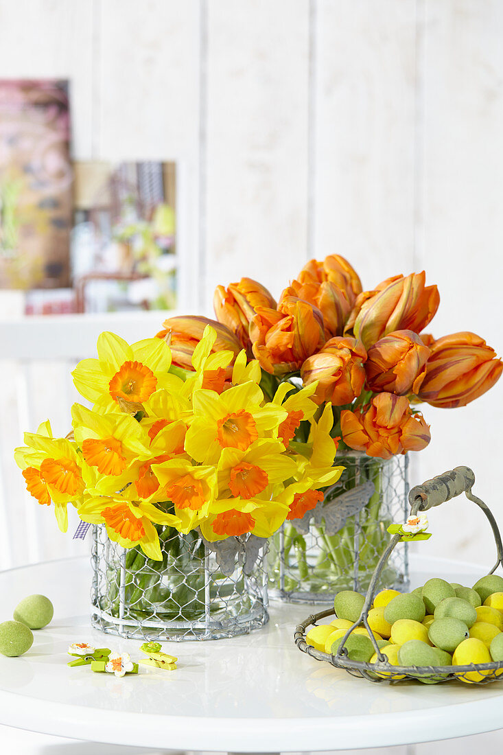 Spring flowers in vases