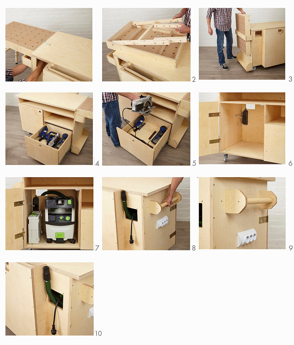 Instructions for building a workshop trolley (stowing devices)