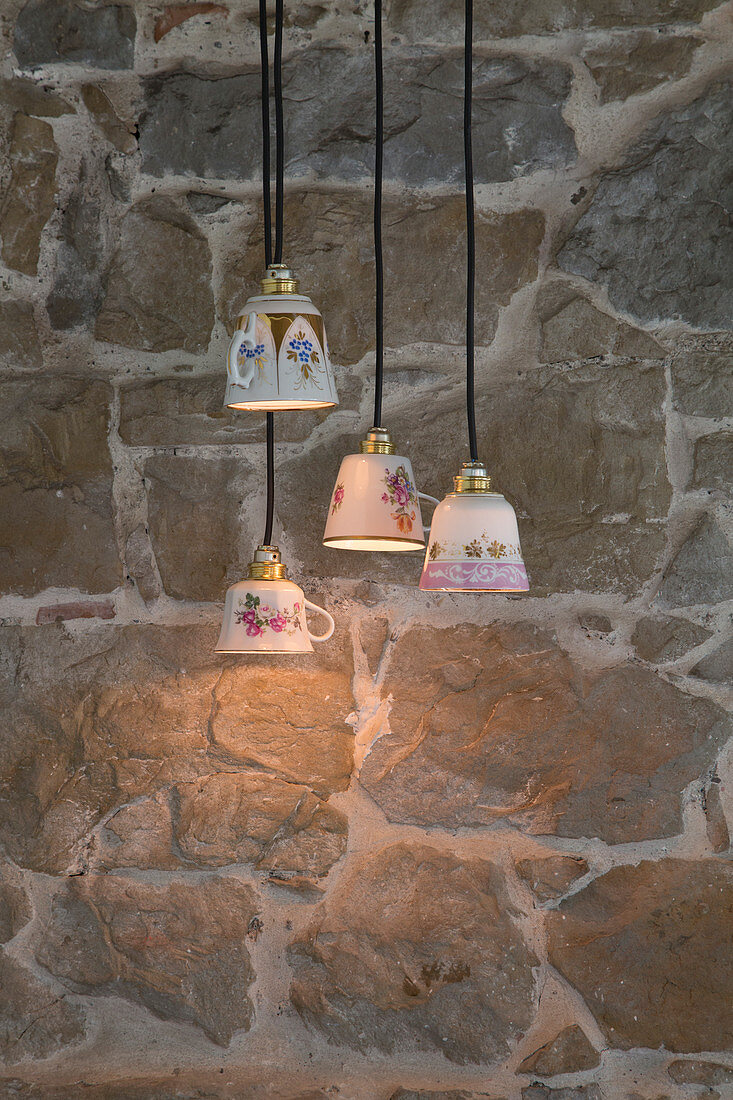 DIY lampshades made from vintage-style teacups