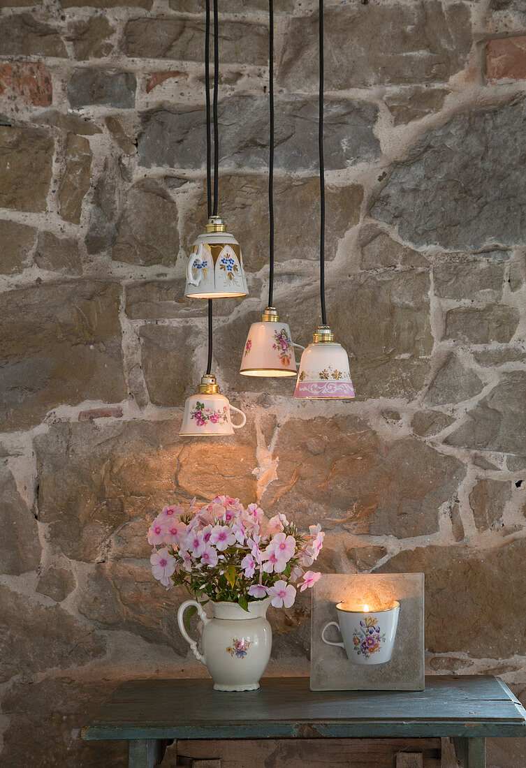 DIY lampshades made from vintage-style teacups