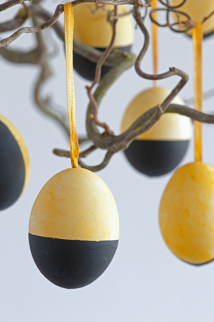 Yellow and black Easter eggs