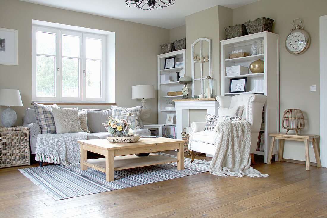 Autumnal living room in country-house style