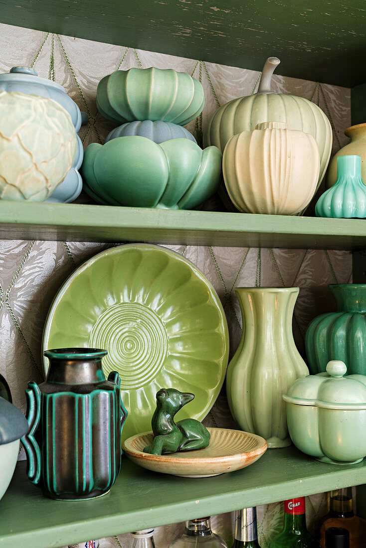 Collection of ceramics in shades of green
