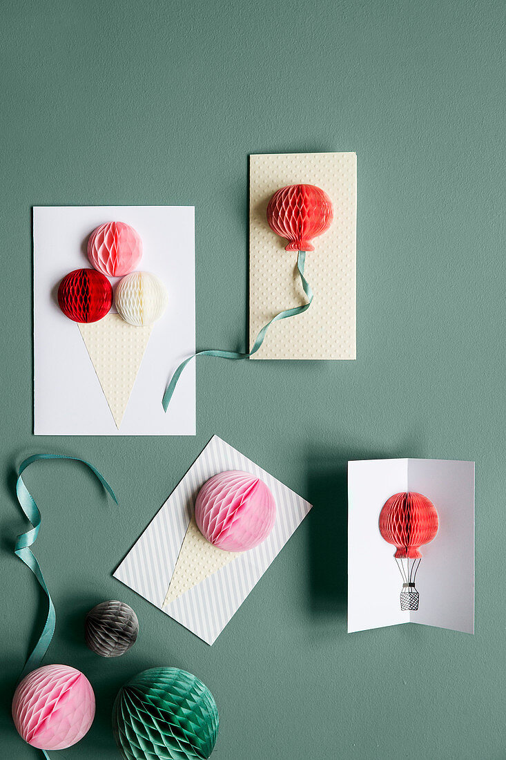 Handmade popup cards decorating walls