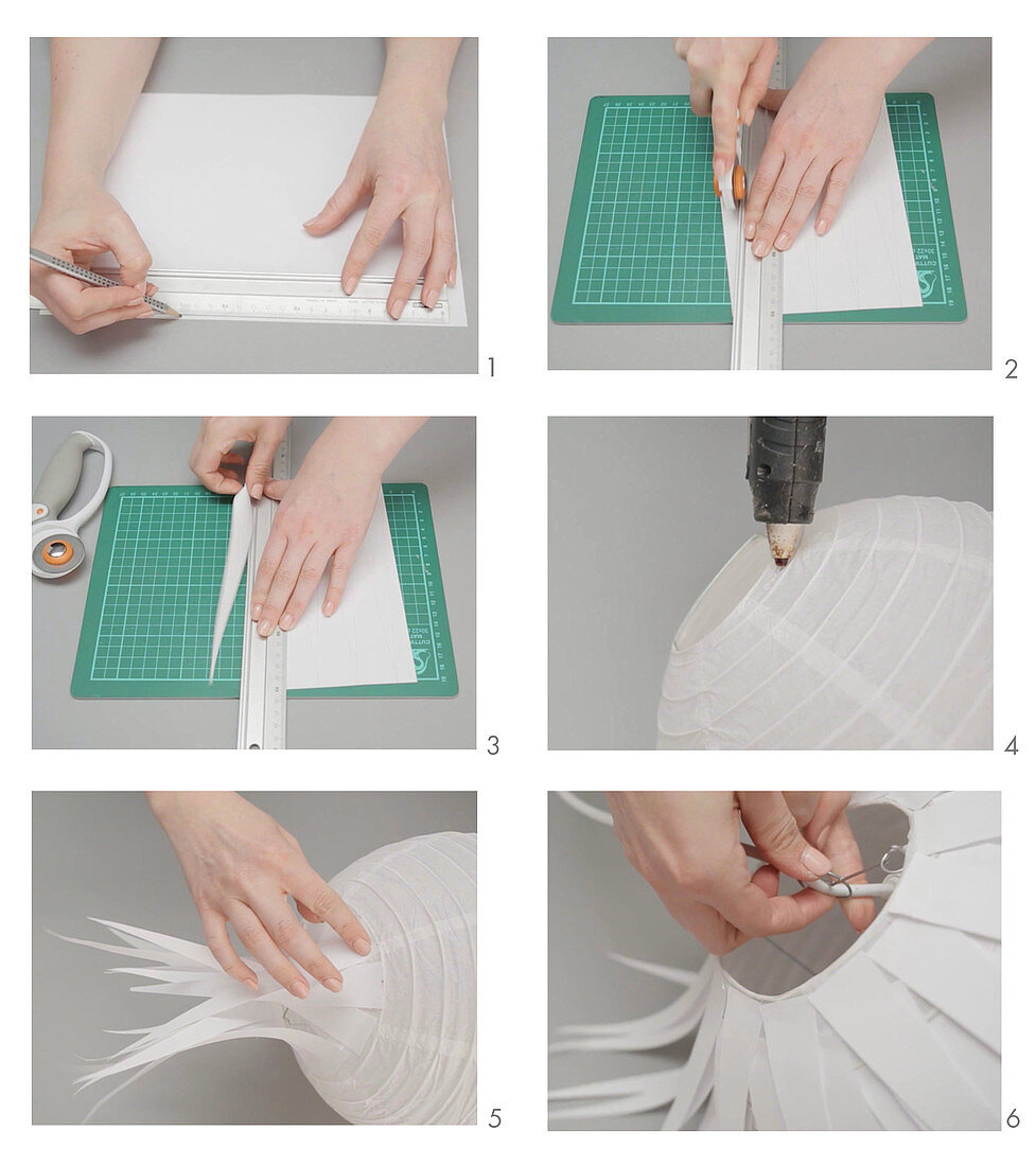 Making a lampshade from paper strips