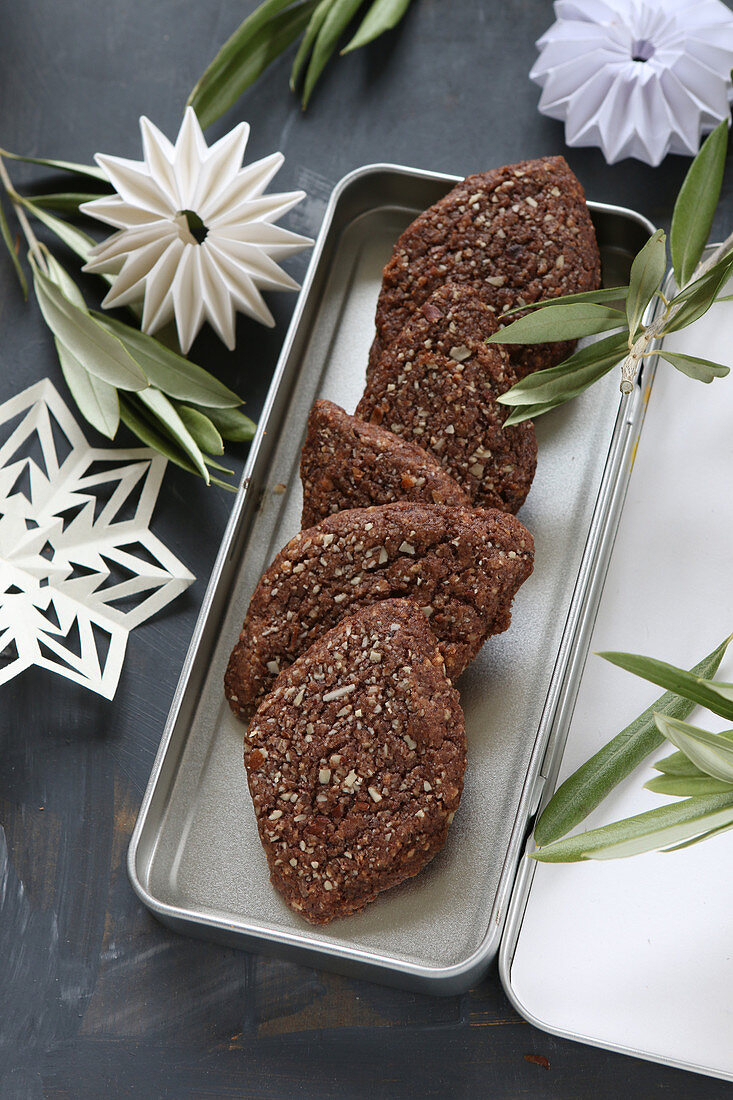 Homemade, gluten-free almond and chocolate biscuits