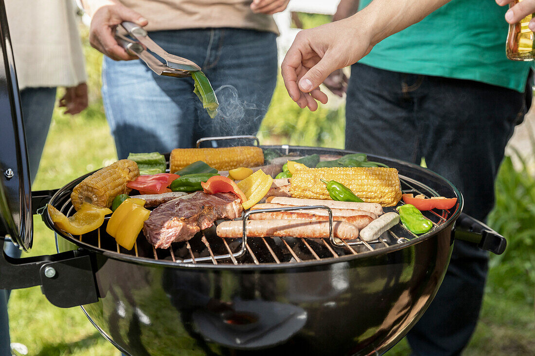 Close-up of a barbecue in garden
