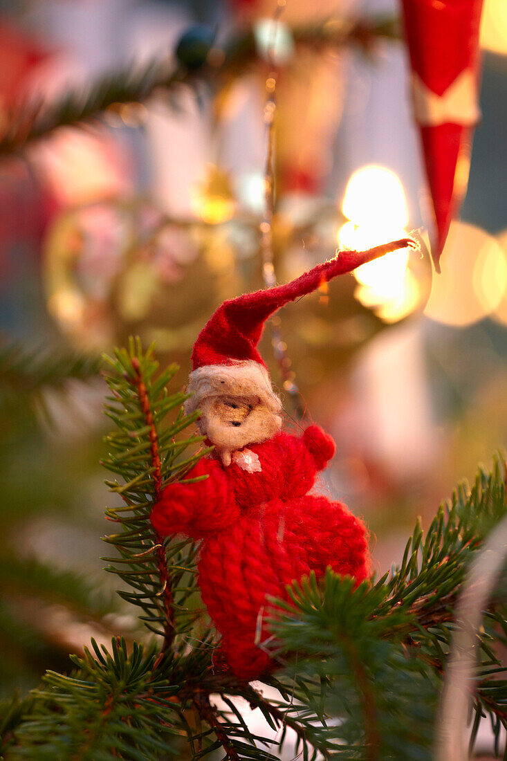 Knitted Father Christmas tree ornament