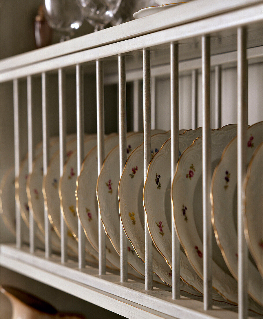 China plates in plate rack
