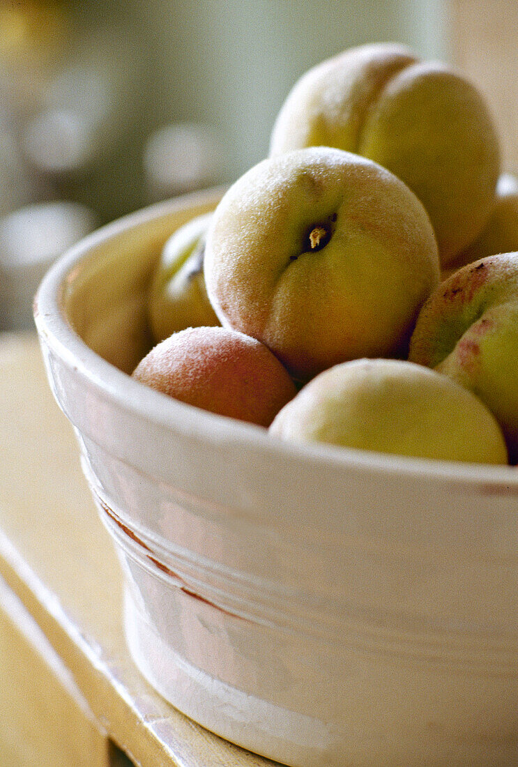 Fresh peaches in bowl fruit
