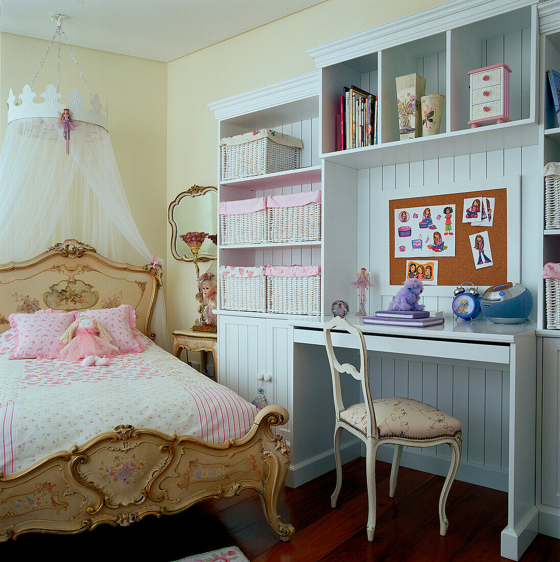 Contemporary child's bedroom with vintage style bed