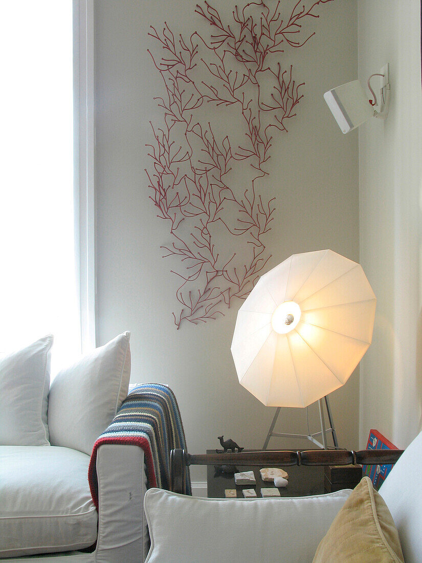 Retro lamp and sculptural wall decoration