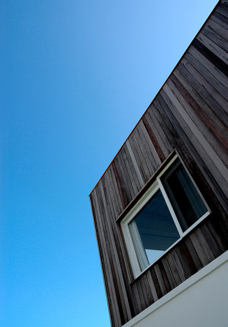 Holiday home exterior with wood cladding