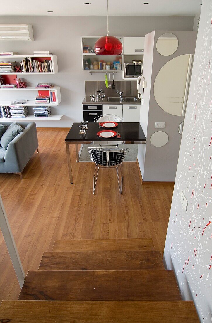 Modernes Wohnzimmer mit Küche kombiniert, Palermo, Buenos Aires, Argentinien