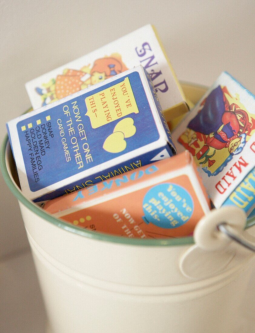 Bucket of 1950s style playing cards