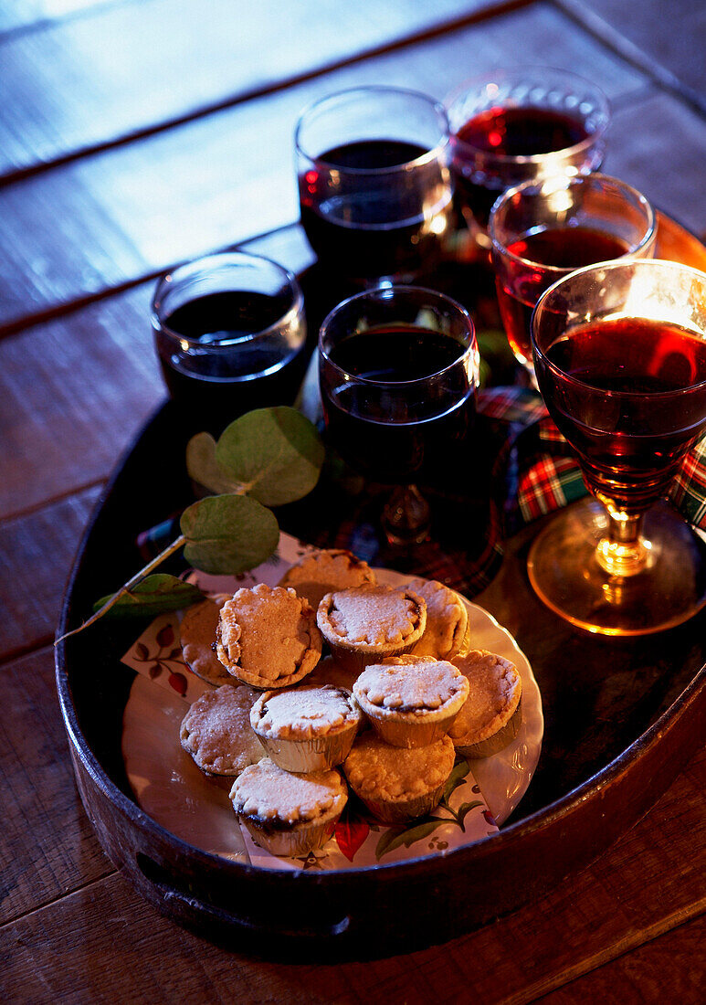 Mince pies and red wine