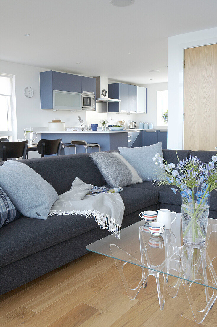 Open plan living area in sustainable housing Gloucestershire
