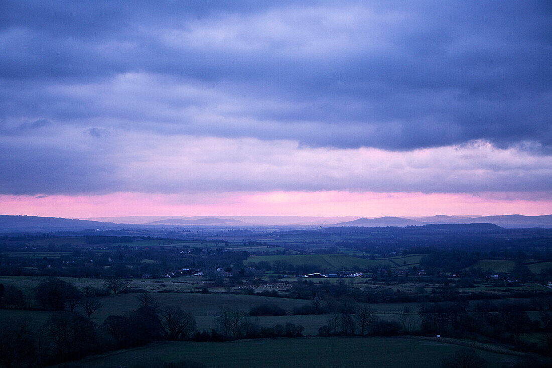 Vast dusk sky over Worcestershire landscape, England, UK