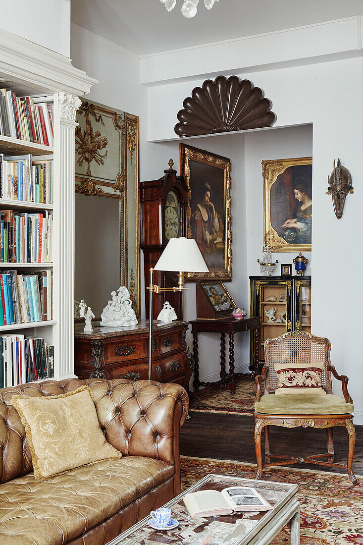 Antique furniture and bookshelves in Foix townhouse Ariege, France