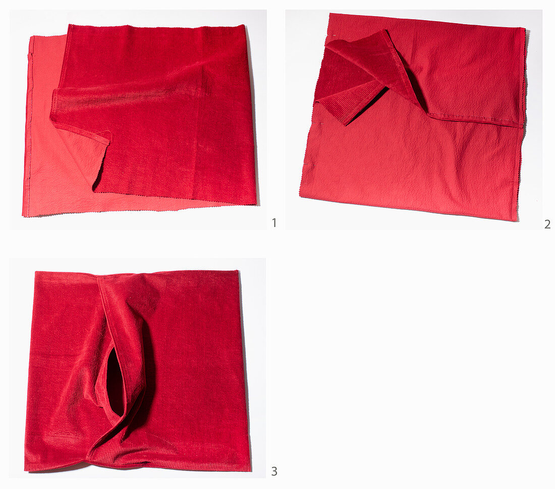 Instructions for making red corduroy cushion covers
