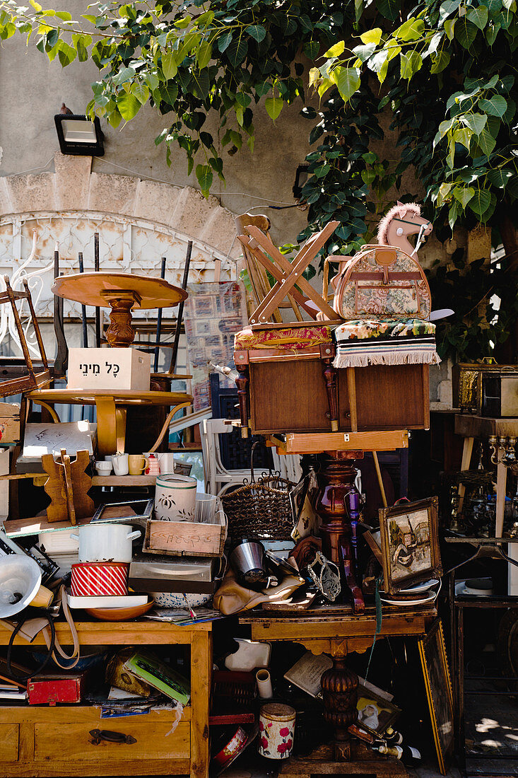 Flea-market finds on street (Tel Aviv, Israel)