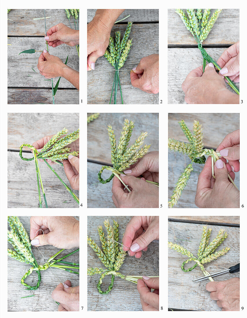Make a napkin ring from ears of wheat