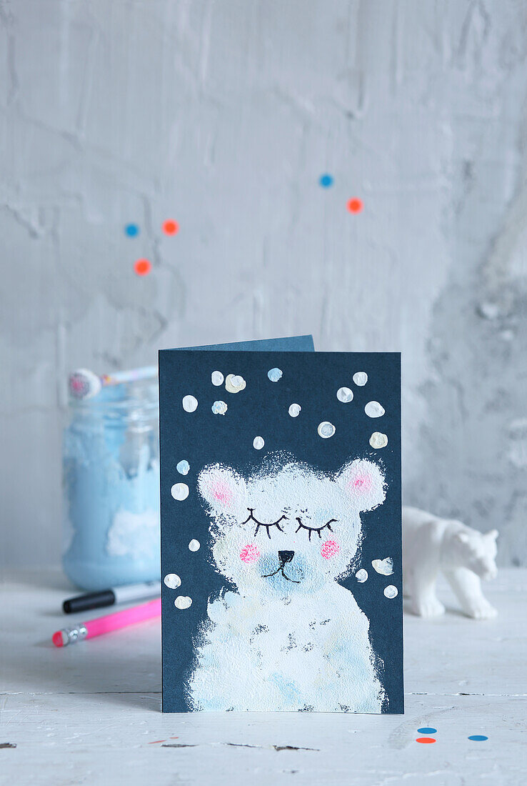 DIY-Weihnachtskarte mit Eisbärmotiv