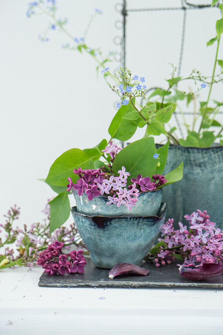 Ceramic bowls with lilacs