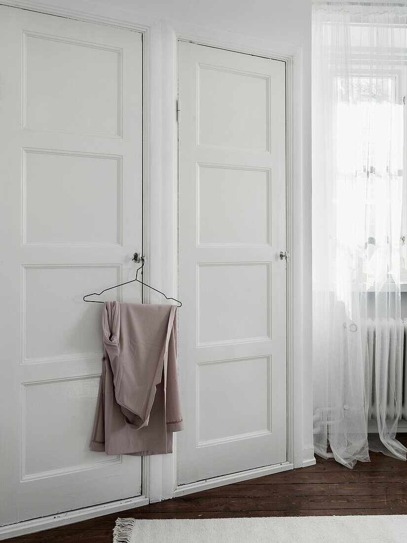 Wardrobe door with hanger