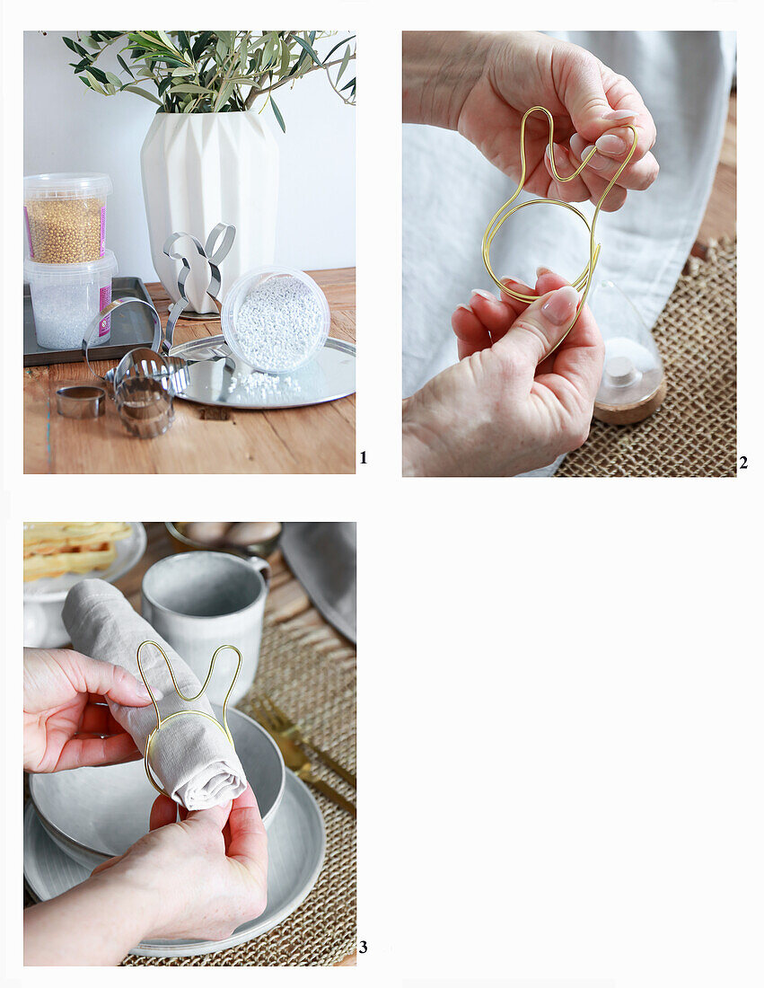 Make a napkin ring in the shape of a rabbit