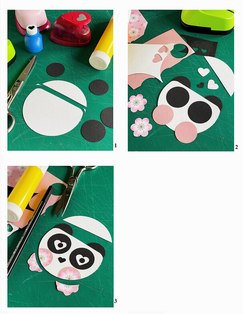 Make panda faces out of paper
