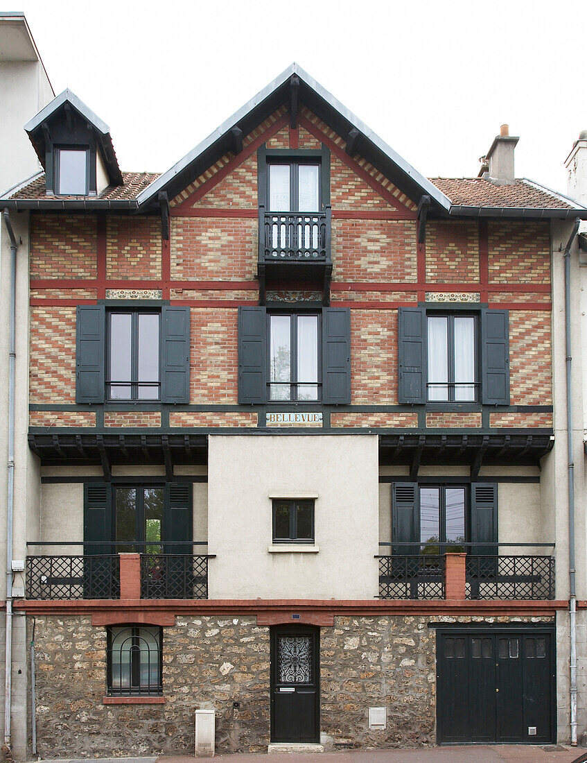 Exterior of French decorative brick house