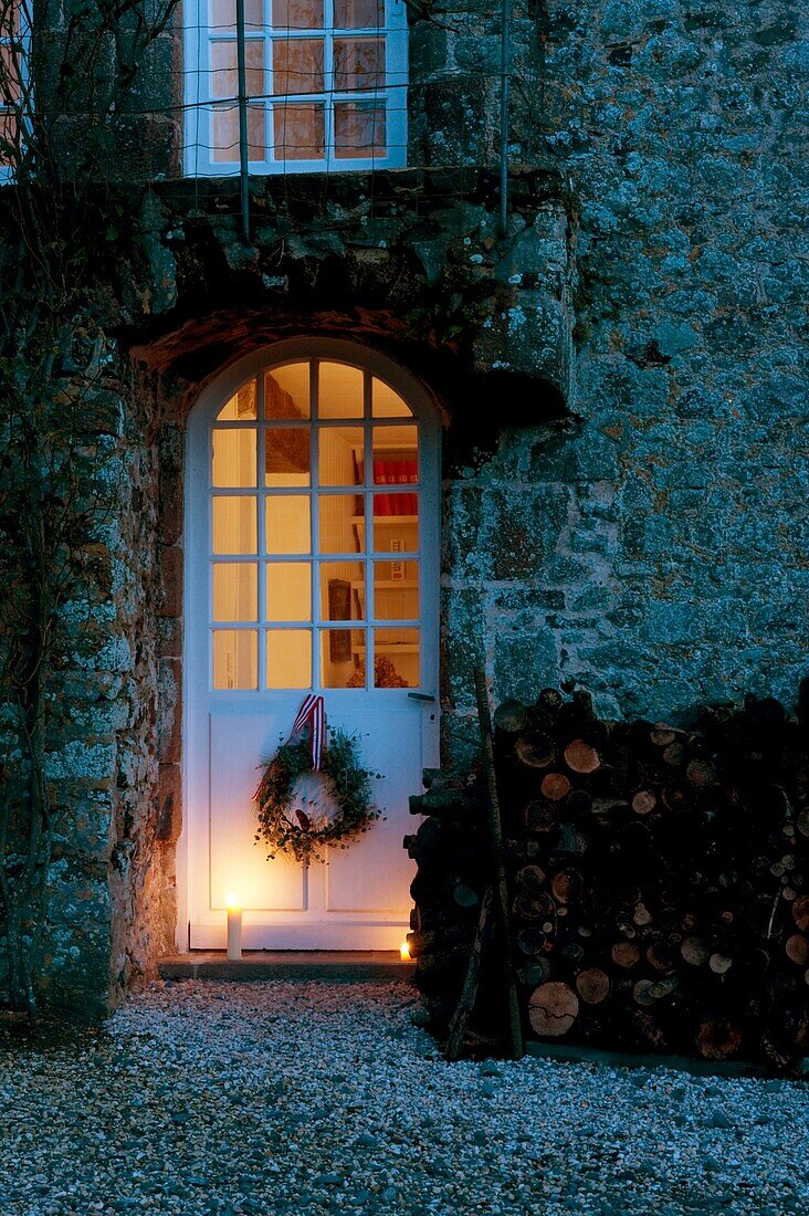 Back door of old mansion dusk