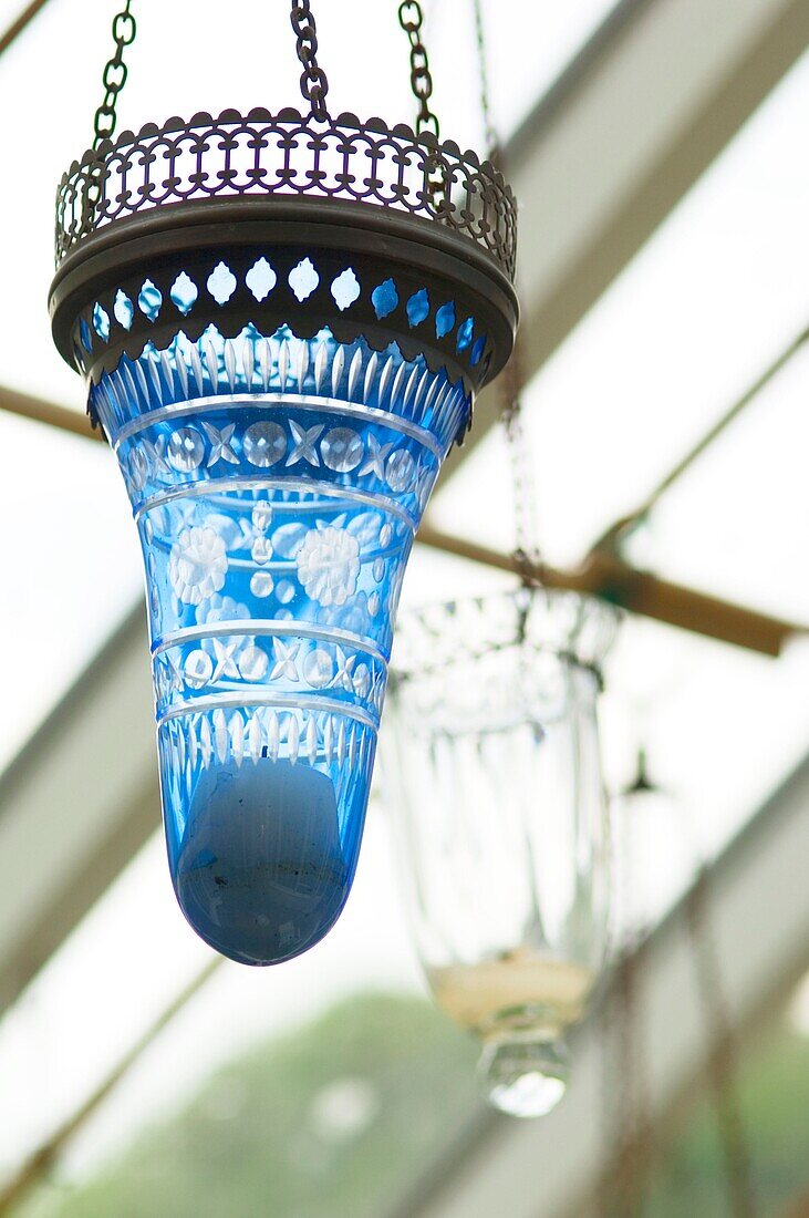 Blue glass lantern