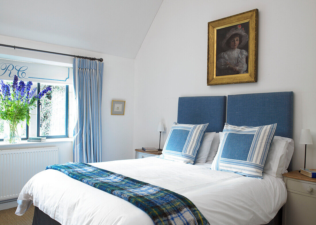 White and blue bedroom