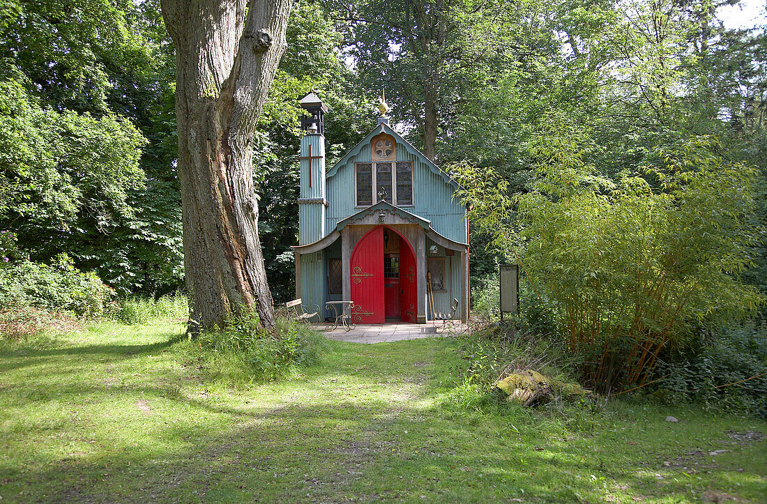 Fairytale chapel in remote woodland Shropshire, England, UK
