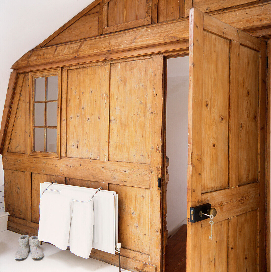 Pine panelled partition
