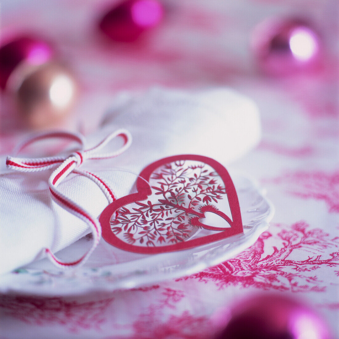 Heart shaped decoration on a napkin