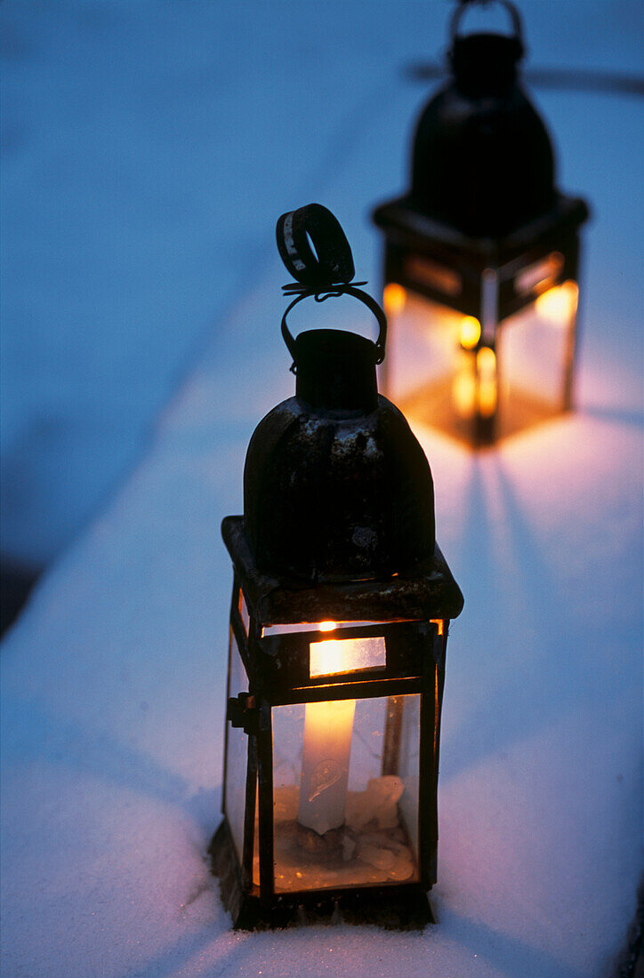 Lanterns in the snow