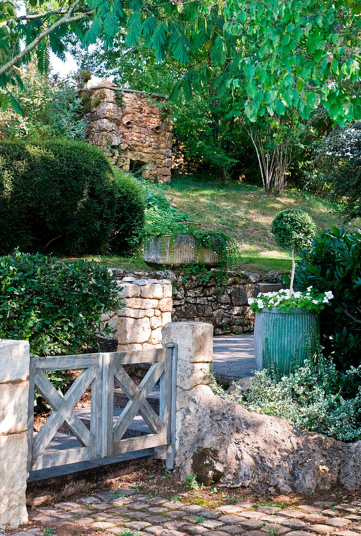 Wooden gate in garden