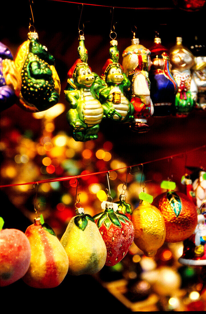 Brightly coloured hanging decorations