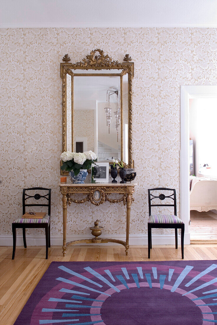 Dressing table in eclectic entrance hall