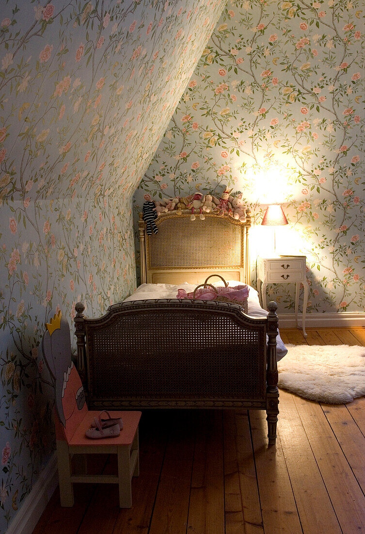 Rustic style children bedroom in night