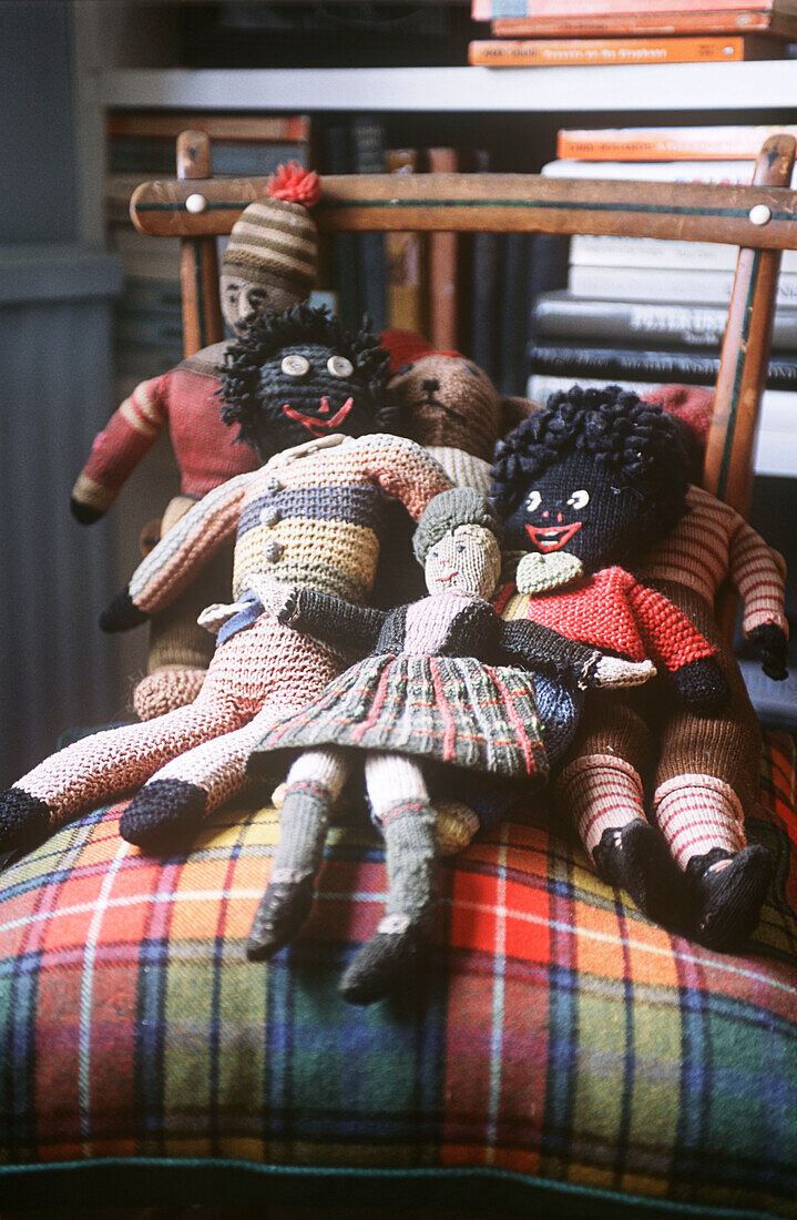 Rag dolls on chair