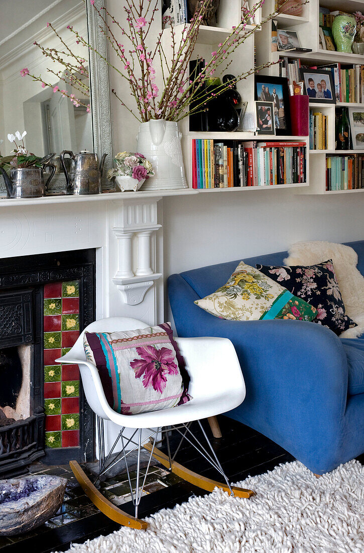 Colourful living room with vintage furniture