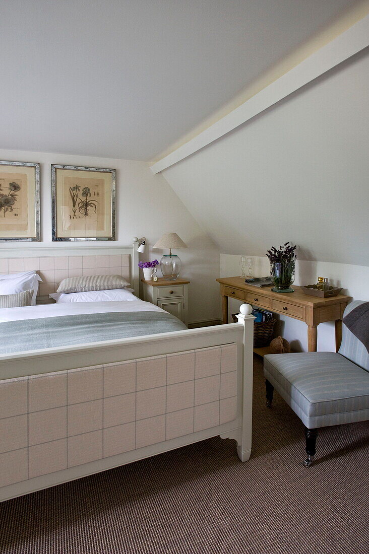 Master bedroom in Buckinghamshire home, England, UK