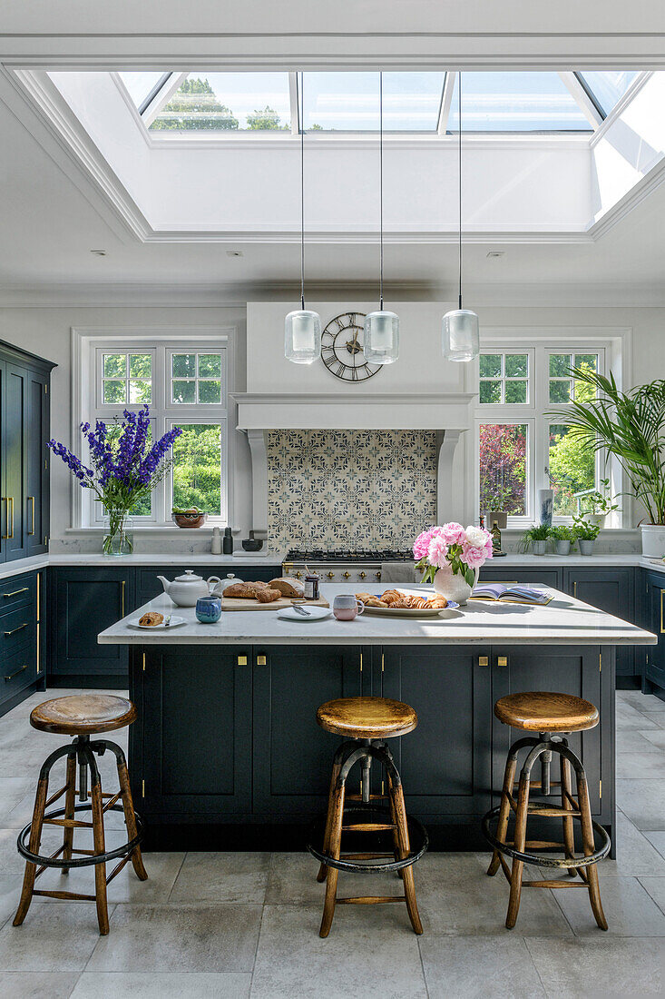 Kitchen extension of grade II-listed Victorian family home Godalming Surrey UK