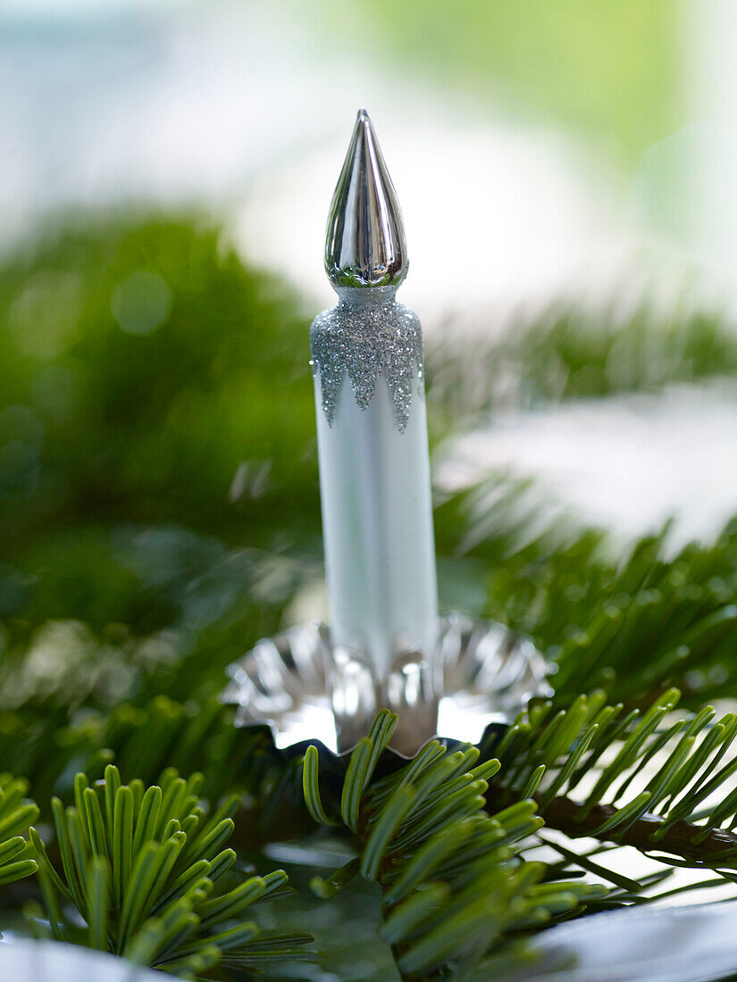 LED candle with pine needles